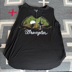 Wrangler Black Sleeveless Graphic Top